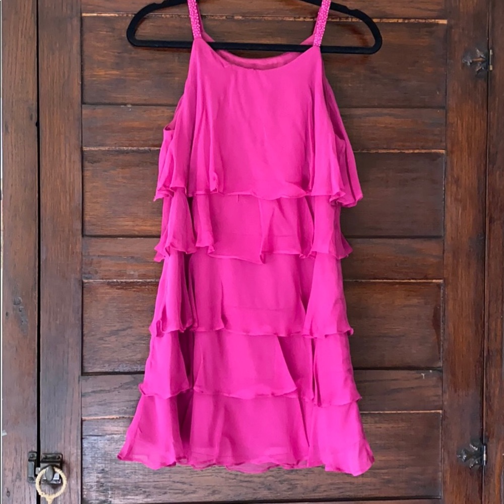 100% silk minidress/tunic top with beaded straps